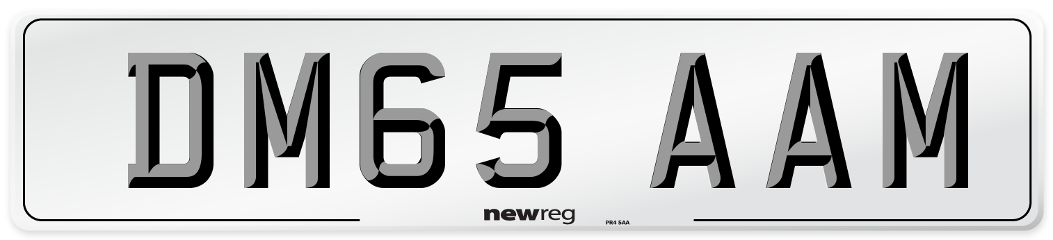 DM65 AAM Number Plate from New Reg